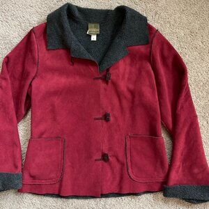 Maralyce Ferree Womens S Jacket Red Hand Stitch Sherpa Lined Toggle Art to Wear